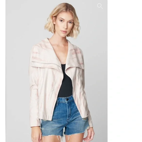 Blank NYC Cream tie-dye faux suede drape front jacket - Picture 2 of 16